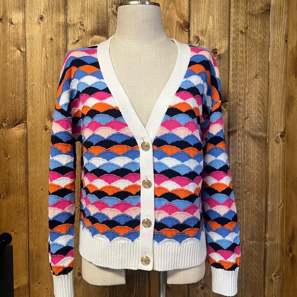 Talbots Large Multicolor Colorful Knit Button Cardigan Sweater - Picture 2 of 8